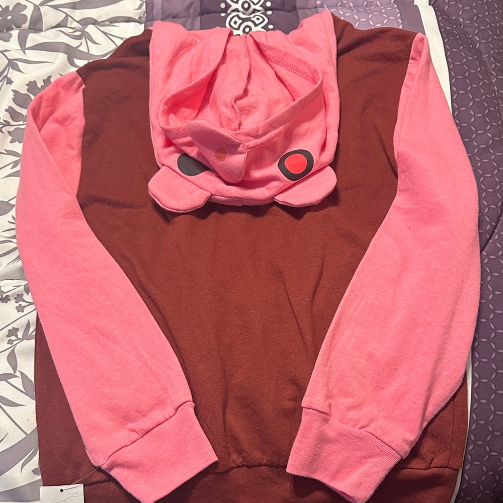 Pink and Maroon Piggy Hoodie - Picture 3 of 3